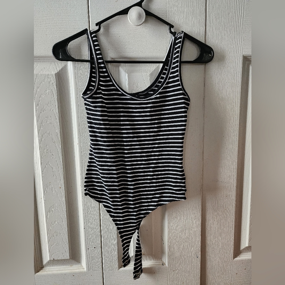 Striped Black and White One Piece